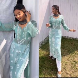 Chain stitched kurta pant pair